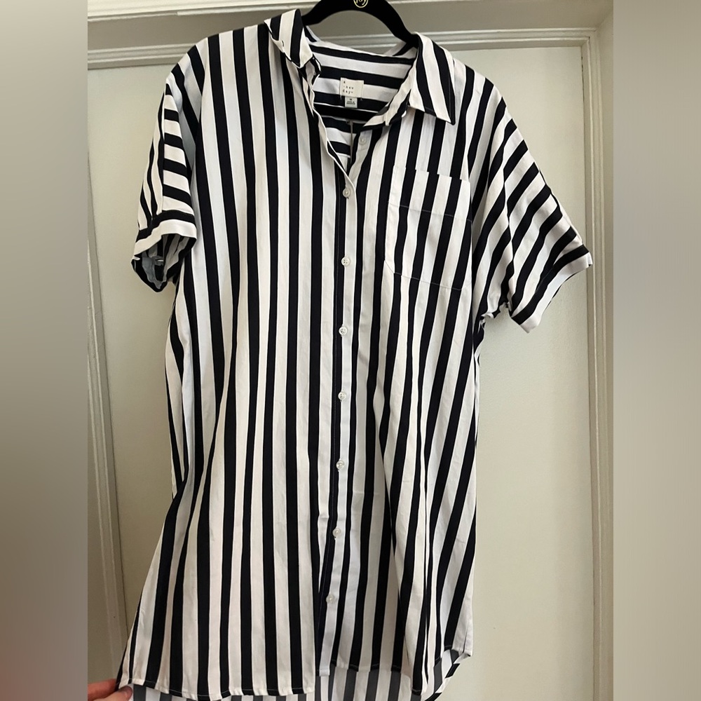 Black and white striped shirt dress , a new day dress size m, NWT